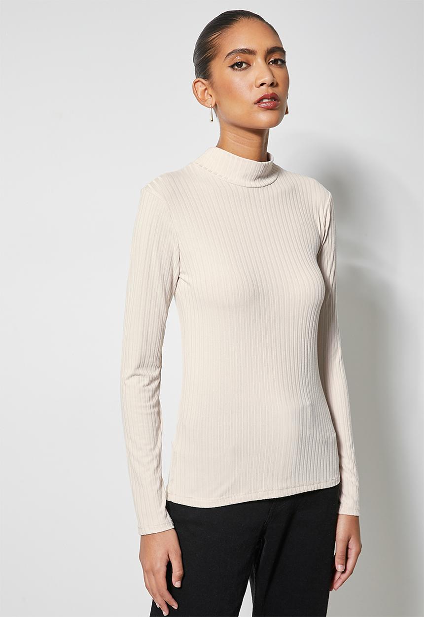 Superbalist - Turtleneck rib top - cement