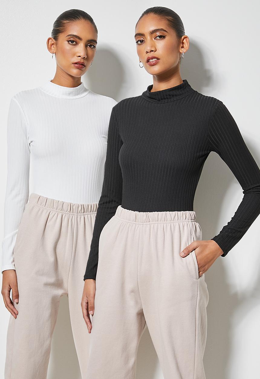 Superbalist - 2 Pack turtleneck rib tops - black & milk