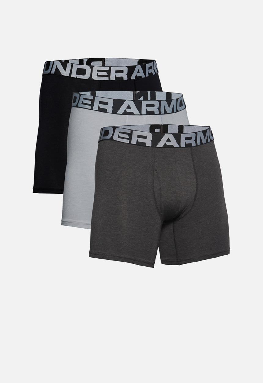 Under Armour - Ua charged cotton 6in 3 pack - grey & black
