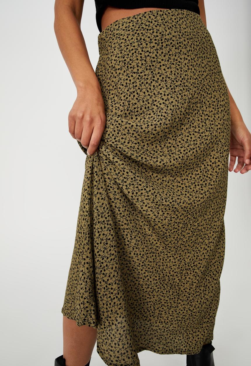 Cotton On - All day slip skirt - phoebe ditsy mossy green