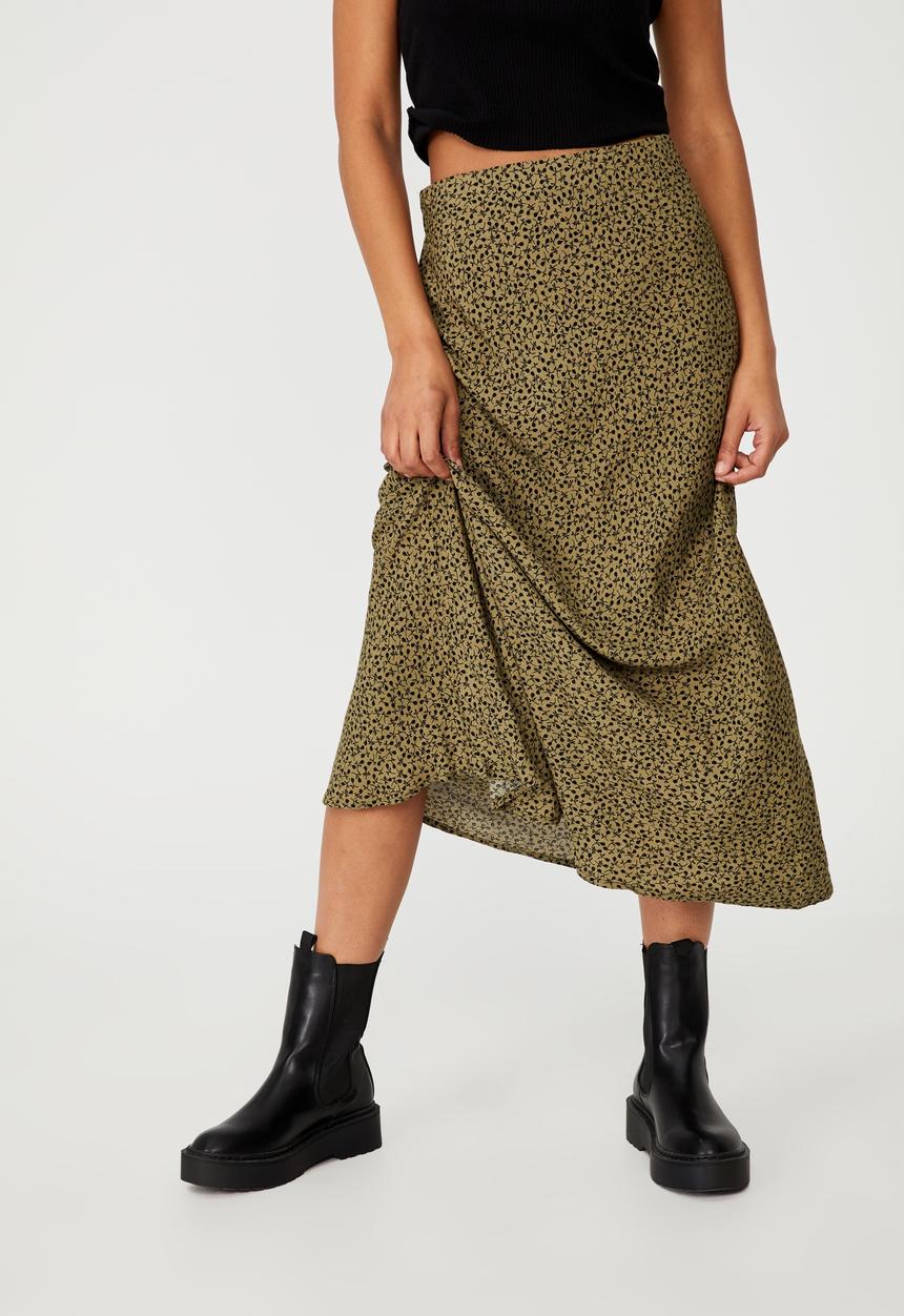 Cotton On - All day slip skirt - phoebe ditsy mossy green