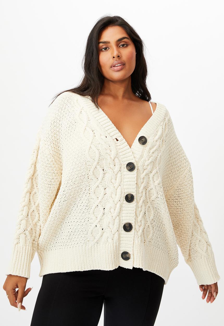 Cotton On - Curve heritage chennile cardi - pastry