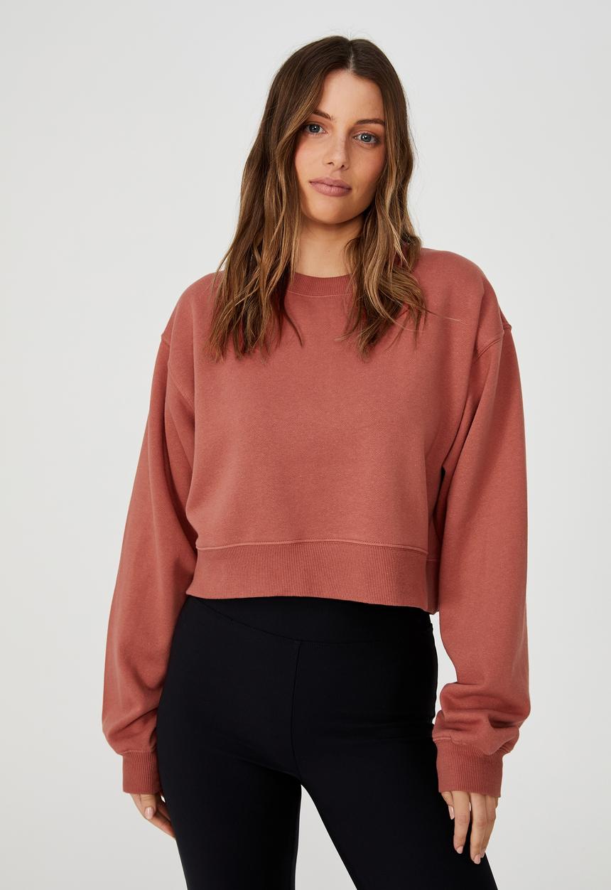 Cotton On - Classic cropped crew - earthy red