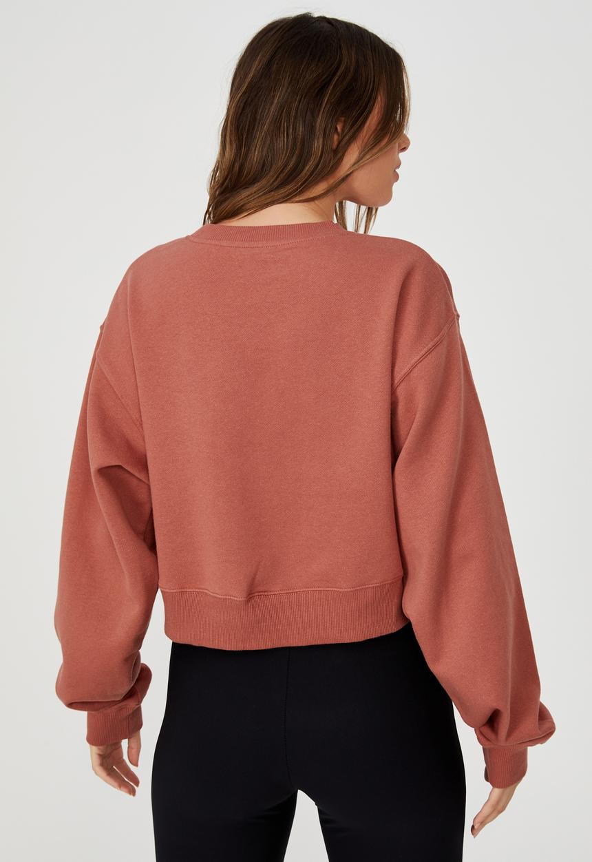 Cotton On - Classic cropped crew - earthy red
