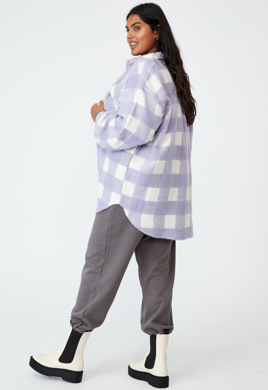 Cotton On - Curve shacket - lilac check
