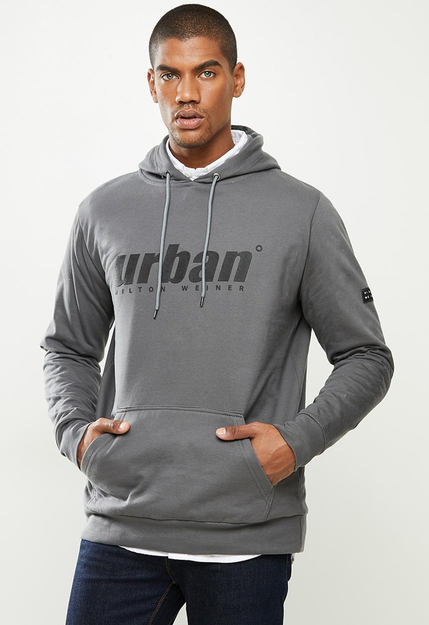 urban° - Mens urban  sweater pullover hoodie - dark grey