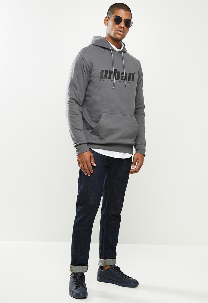 urban° - Mens urban  sweater pullover hoodie - dark grey