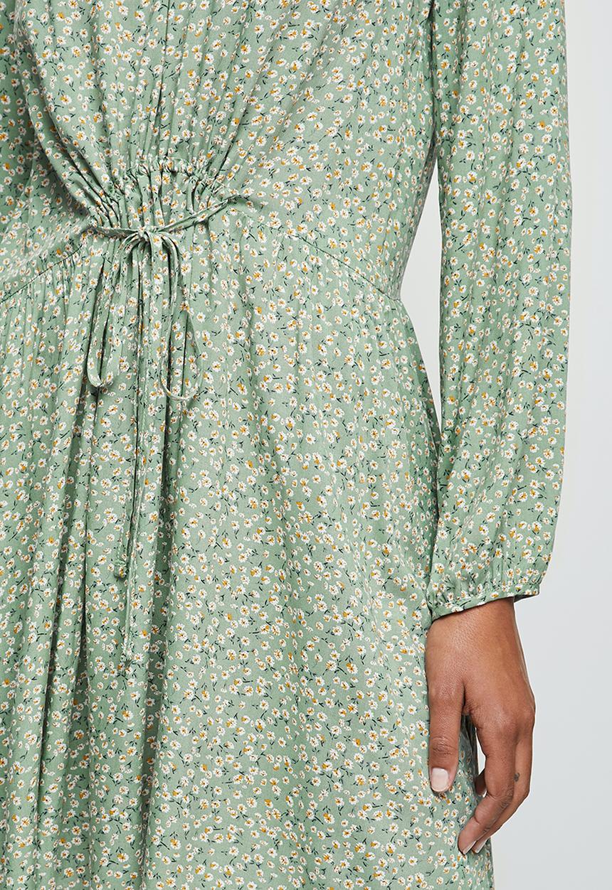 MILLA - Tie detail collar mini dress - light green