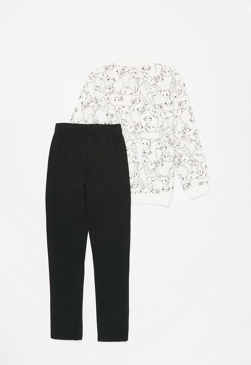 Bee Loop - Girls printed sweat top & sweatpants set - white & black 