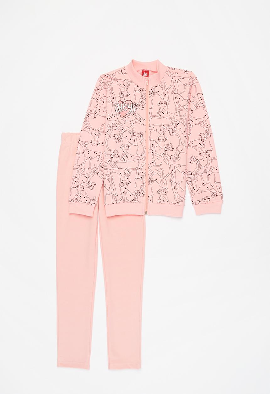 Bee Loop - Girls printed sweat top & sweatpants set - pink 