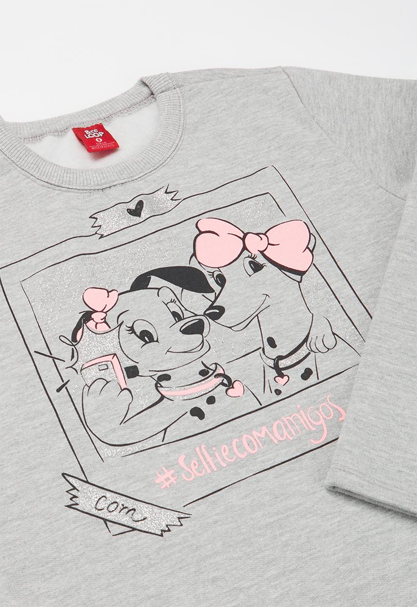 Bee Loop - Girls puppy sweatshirt & sweatpants set - grey & pink 