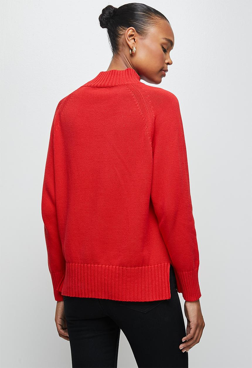 edit - Cropped slit boxy jumper - dark red