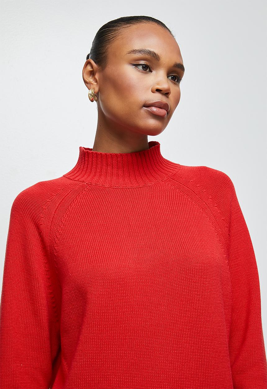 edit - Cropped slit boxy jumper - dark red