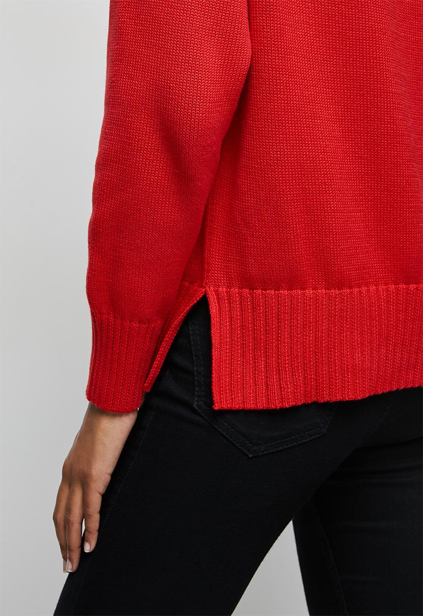 edit - Cropped slit boxy jumper - dark red