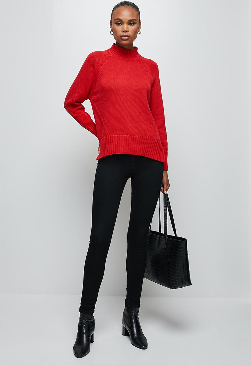 edit - Cropped slit boxy jumper - dark red