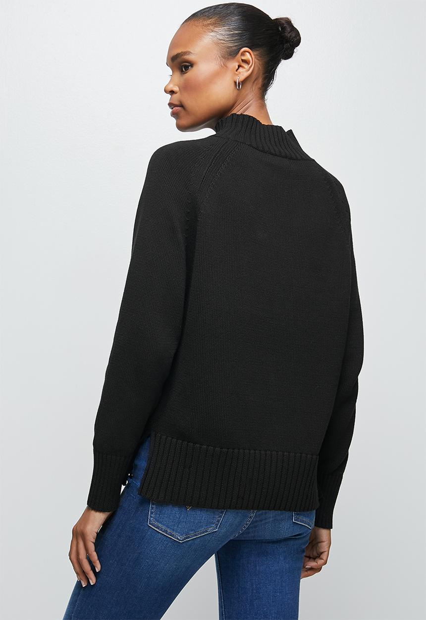 edit - Cropped slit boxy jumper - black
