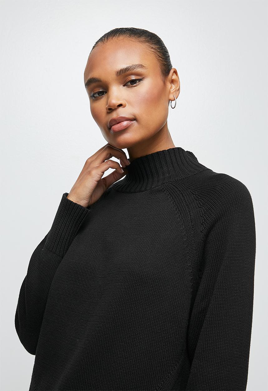 edit - Cropped slit boxy jumper - black