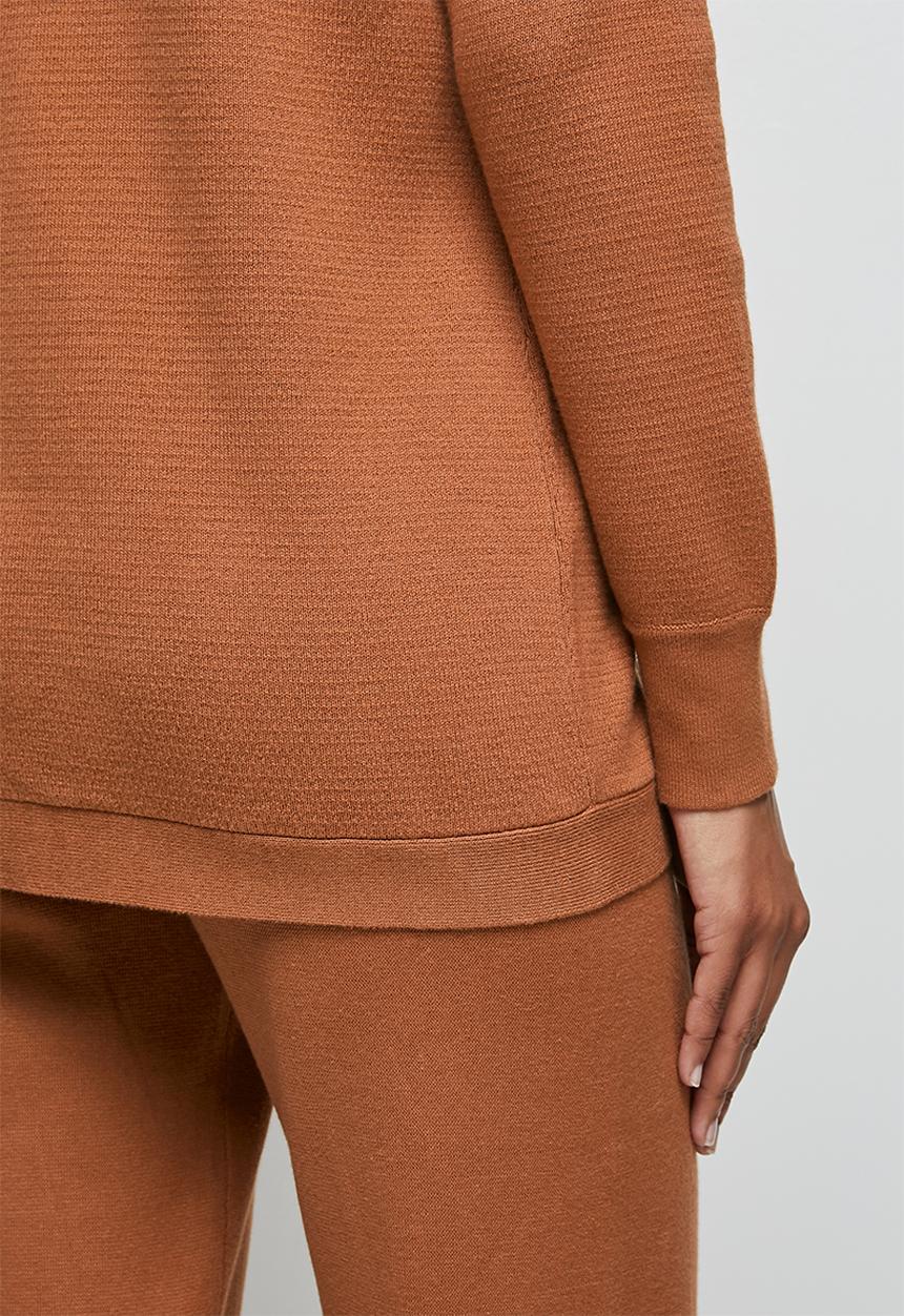 edit - Hooded all needle coatigan - tobacco