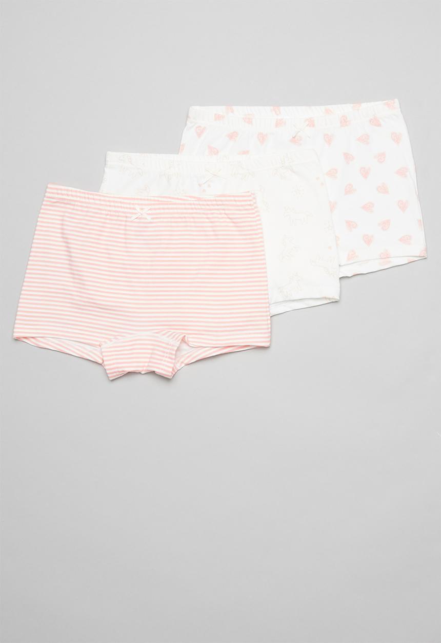 Pop Candy - Girls striipe & heart 3 pack briefs - pink