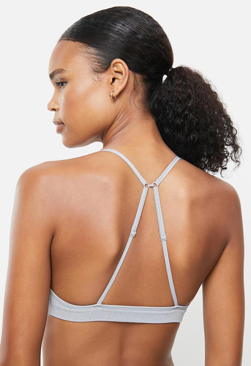 Cotton On - Seamfree triangle bralette/high cut brasiliano set - grey