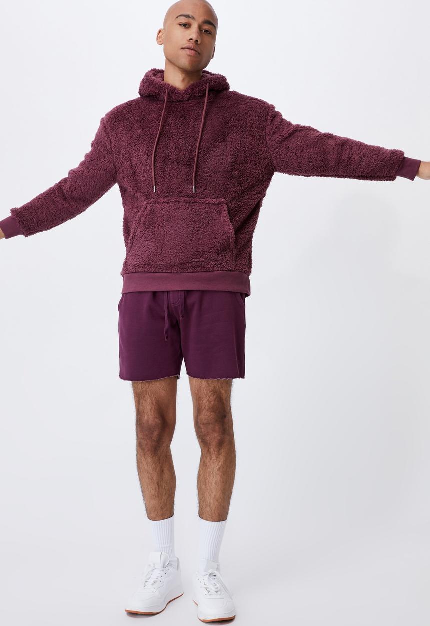 Cotton On - Drop shoulder teddy fleece hood - aged wine