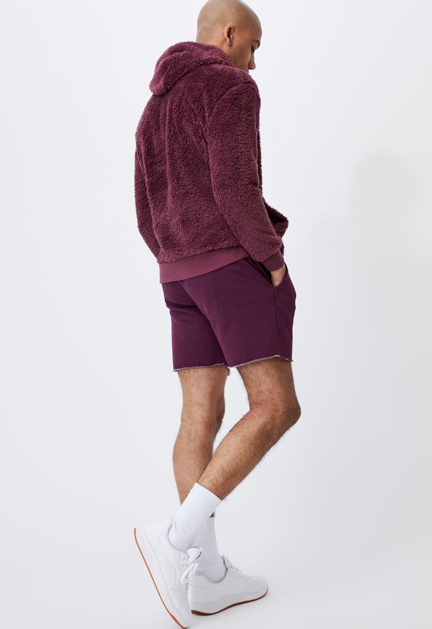 Cotton On - Drop shoulder teddy fleece hood - aged wine