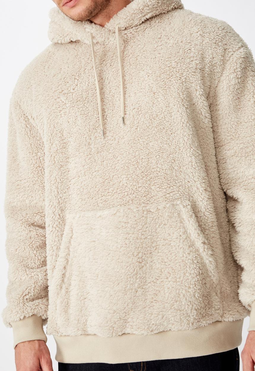 Cotton On - Drop shoulder teddy fleece hood - beige