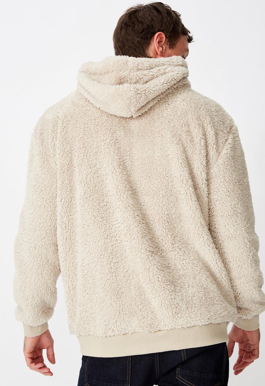 Cotton On - Drop shoulder teddy fleece hood - beige