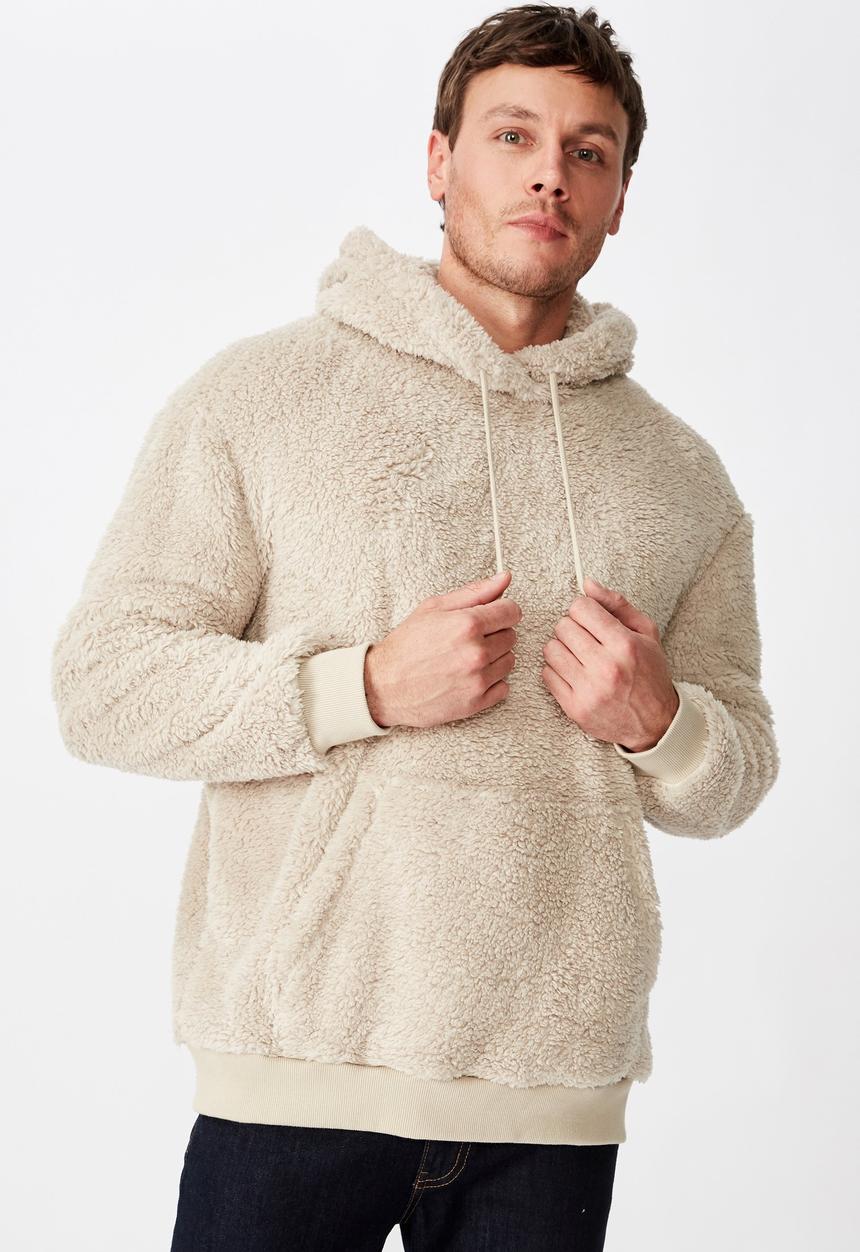 Cotton On - Drop shoulder teddy fleece hood - beige