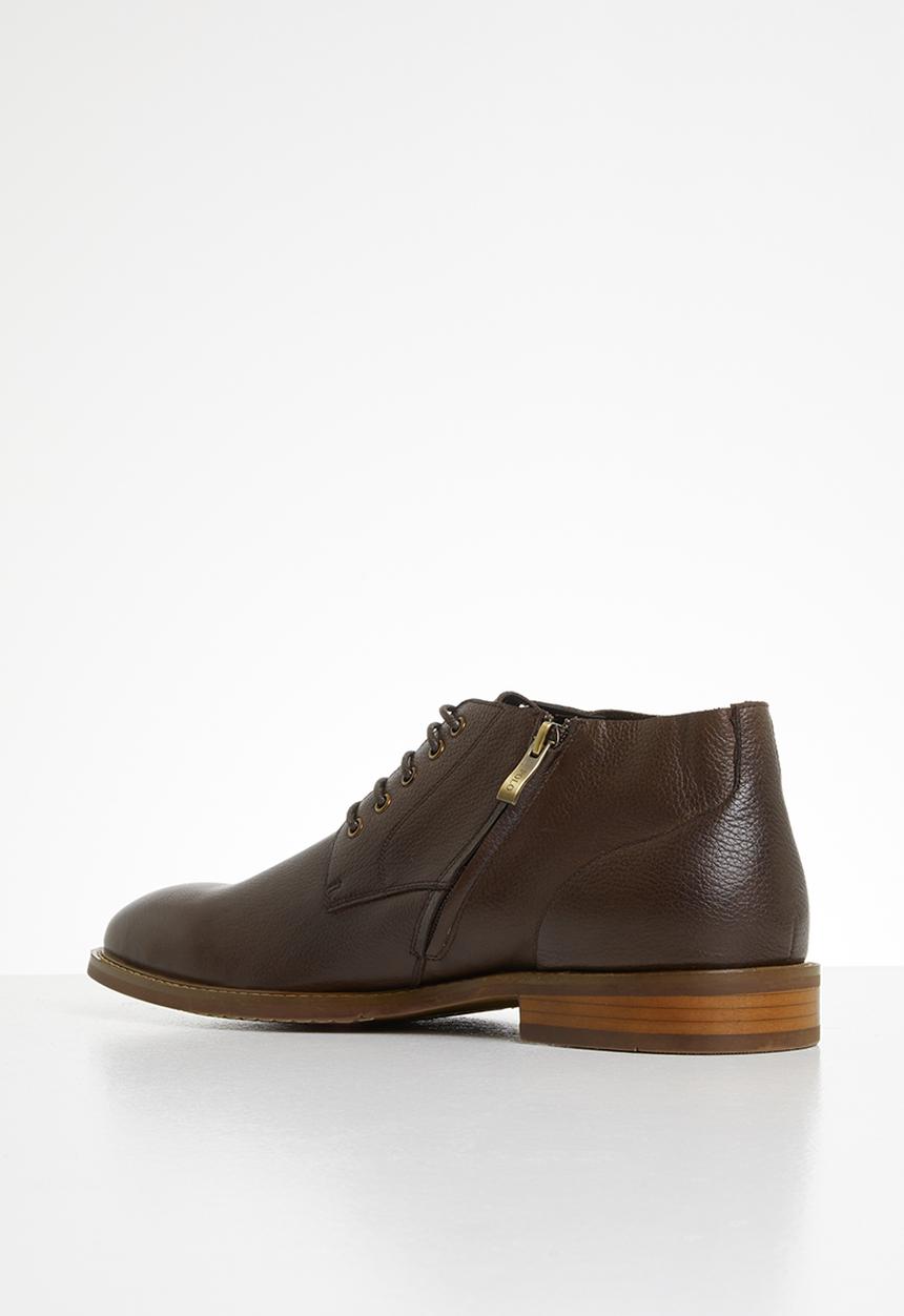 POLO - Dylan leather distressed lace up boot - brown