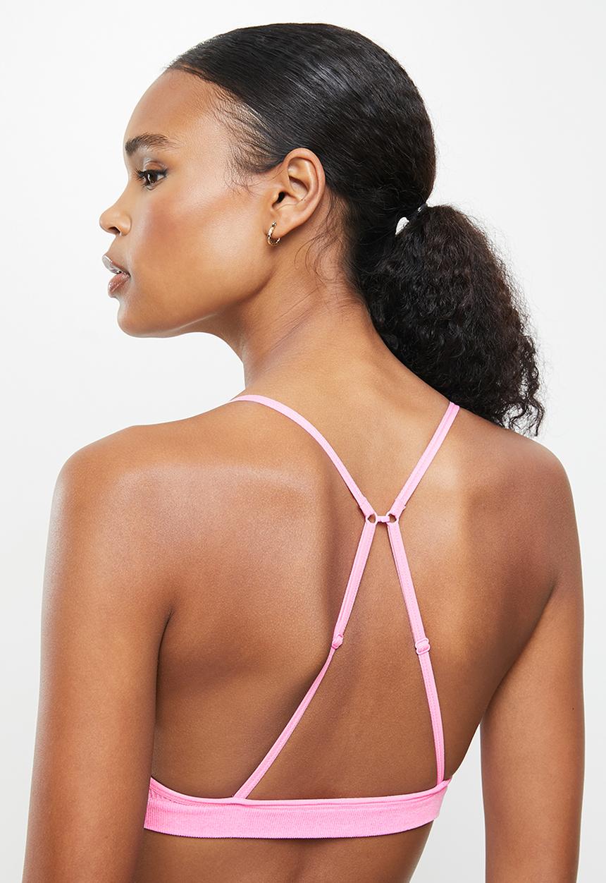 Cotton On - Seamfree triangle bralette/high cut brasiliano set - primrose