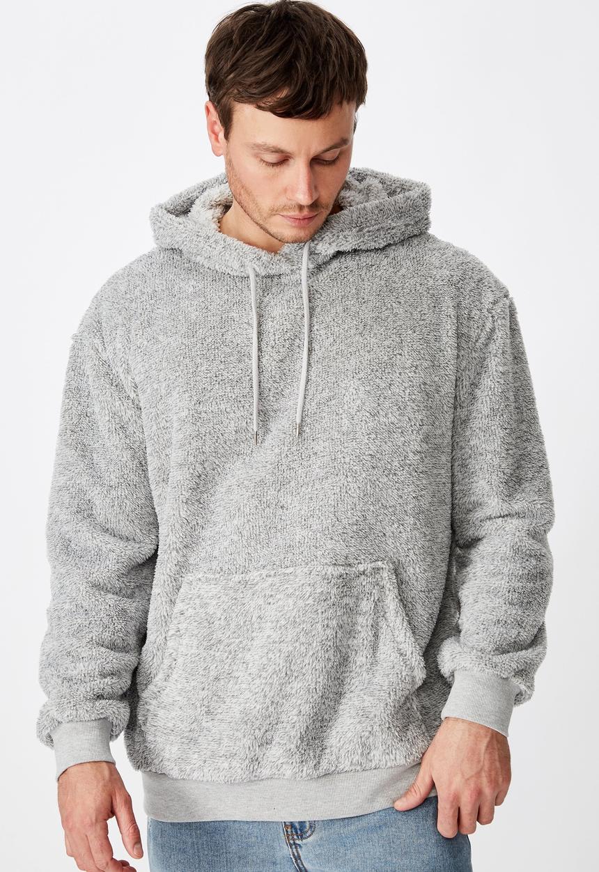 Cotton On - Drop shoulder teddy fleece hood - grey