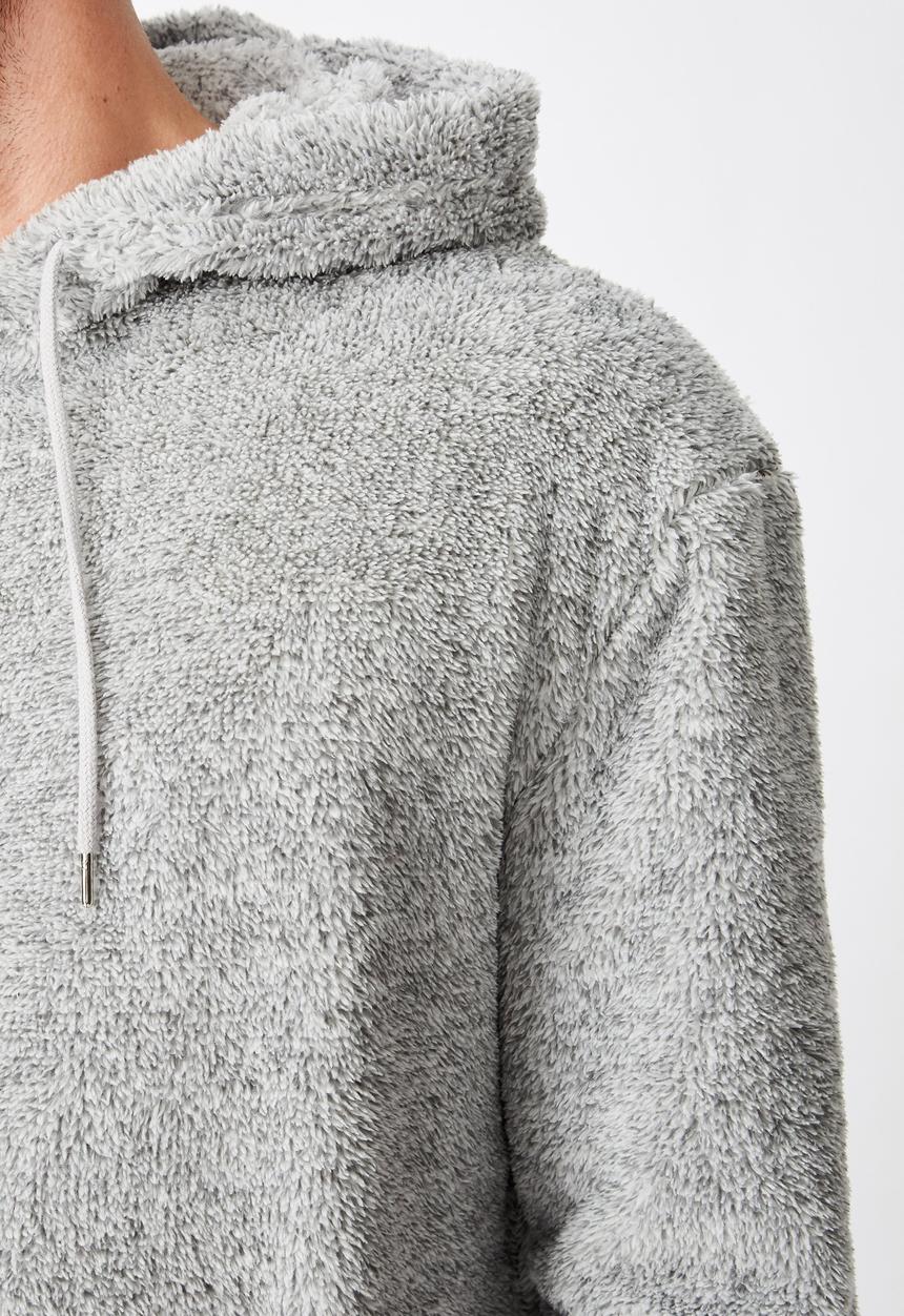 Cotton On - Drop shoulder teddy fleece hood - grey