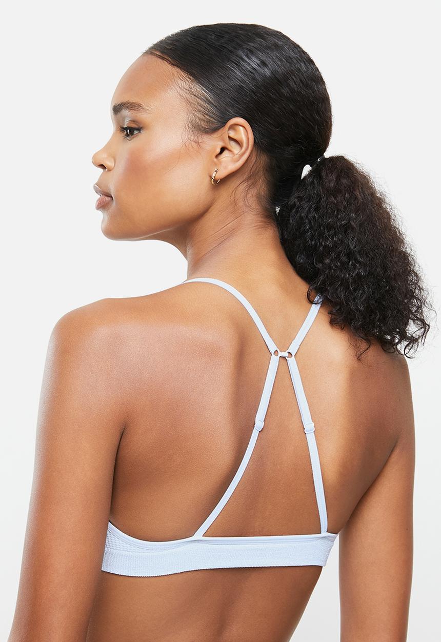 Cotton On - Seamfree triangle bralette/high cut brasiliano set - ballad blue shimmer