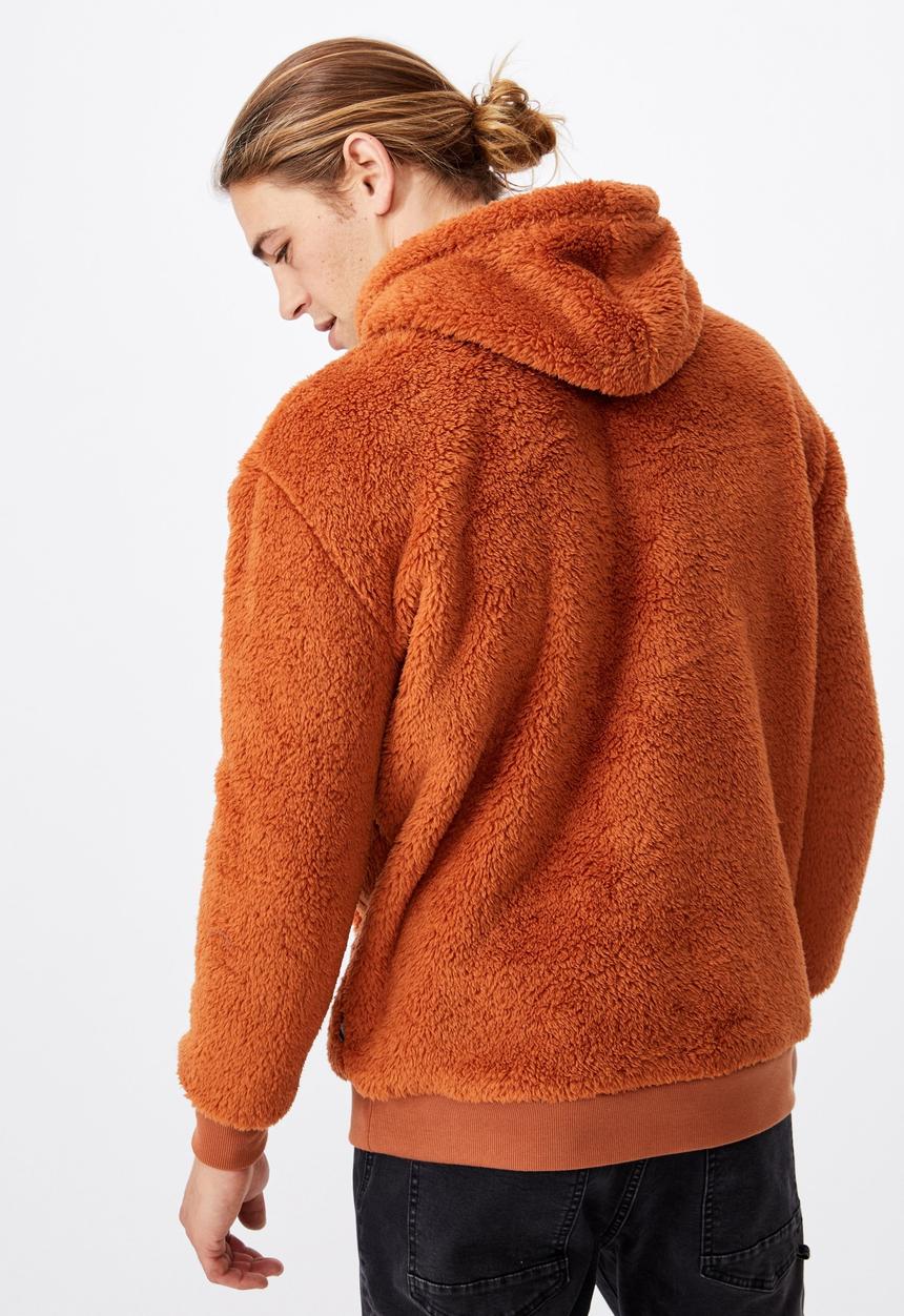 Cotton On - Drop shoulder teddy fleece hood - rust