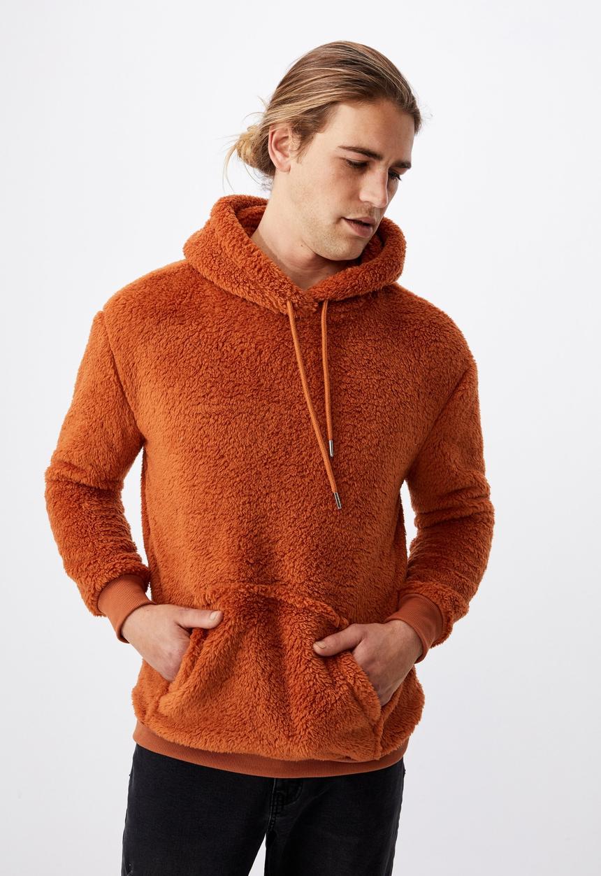Cotton On - Drop shoulder teddy fleece hood - rust