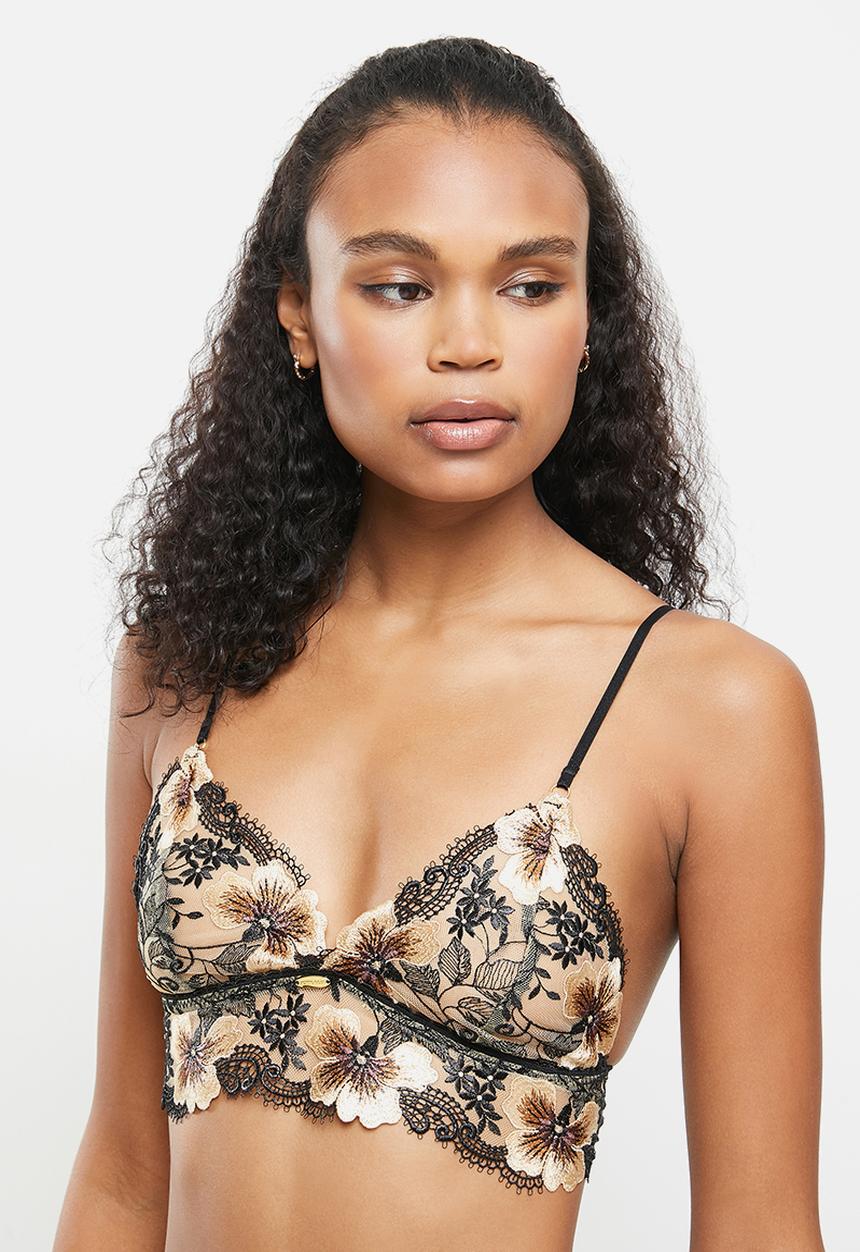 Nette Rose - Bernie midline bralette - black & beige 