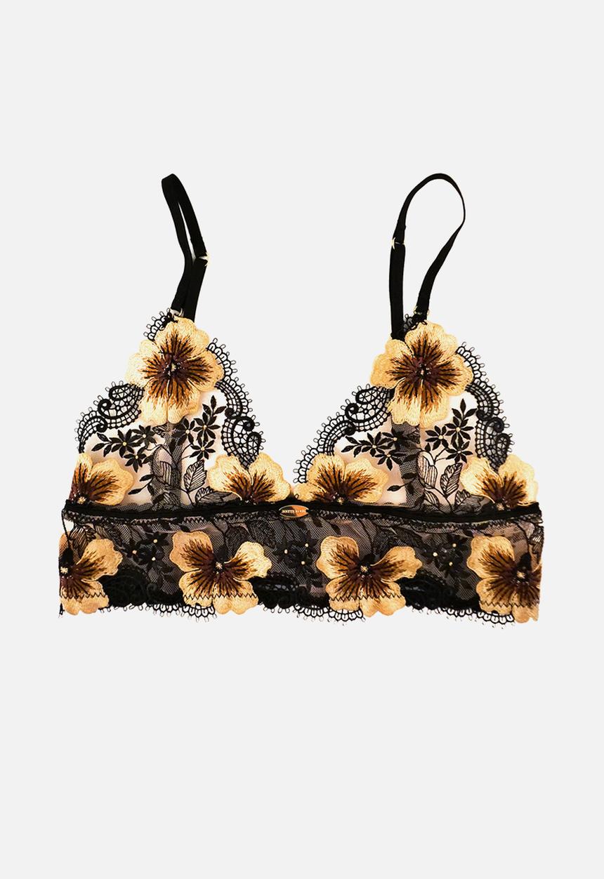 Nette Rose - Bernie midline bralette - black & beige 