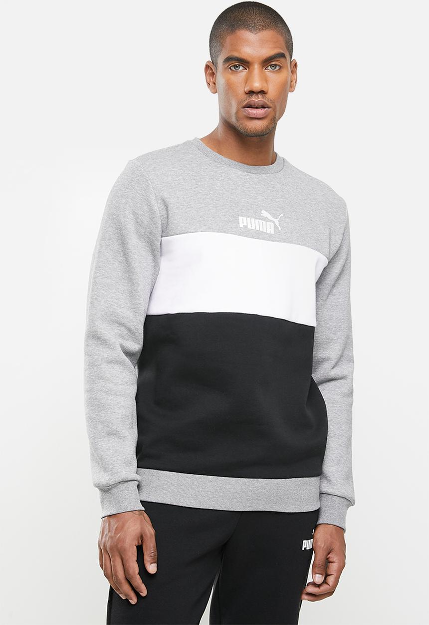 PUMA - Ess+ colorblock crew fl - grey