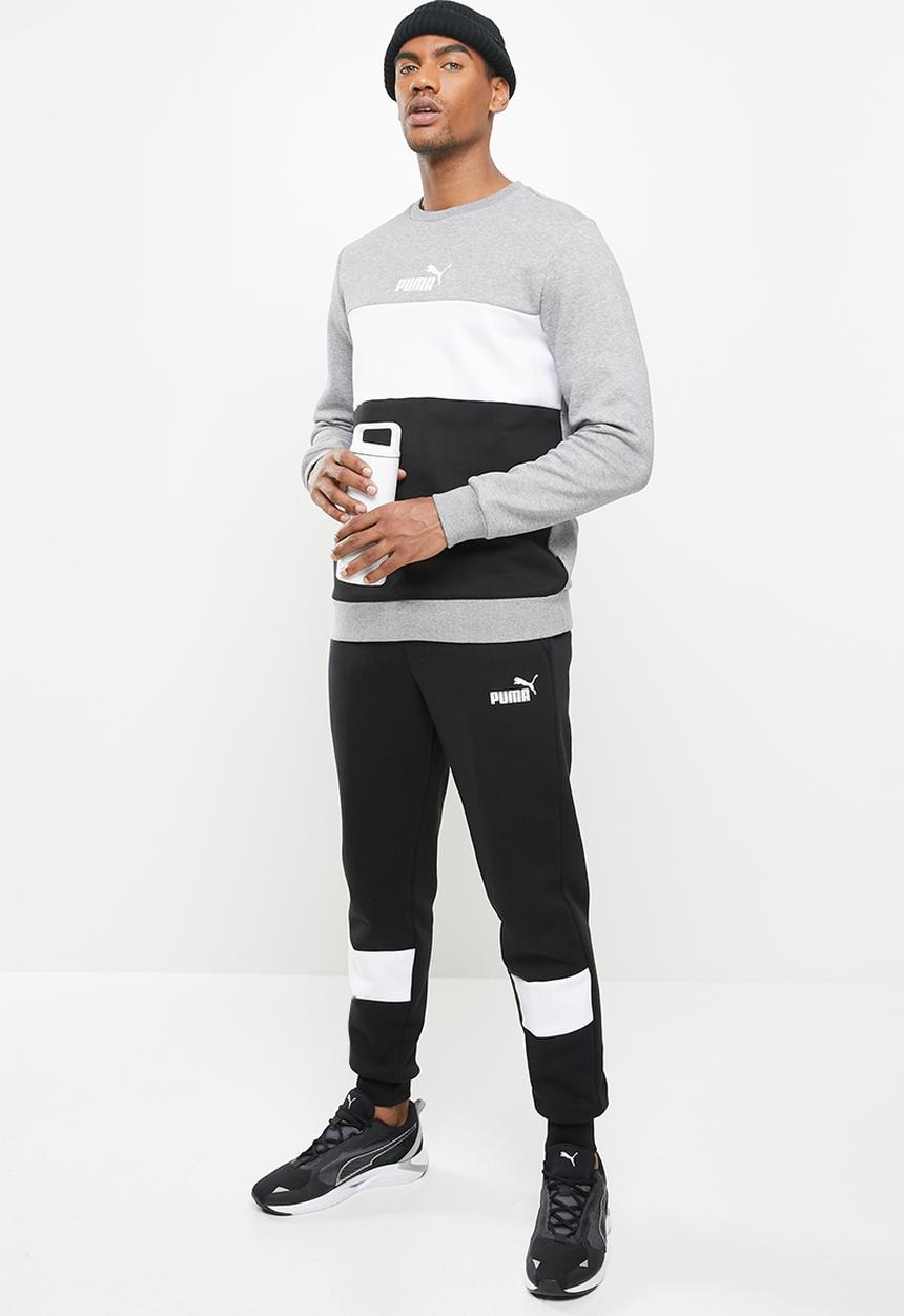 PUMA - Ess+ colorblock crew fl - grey