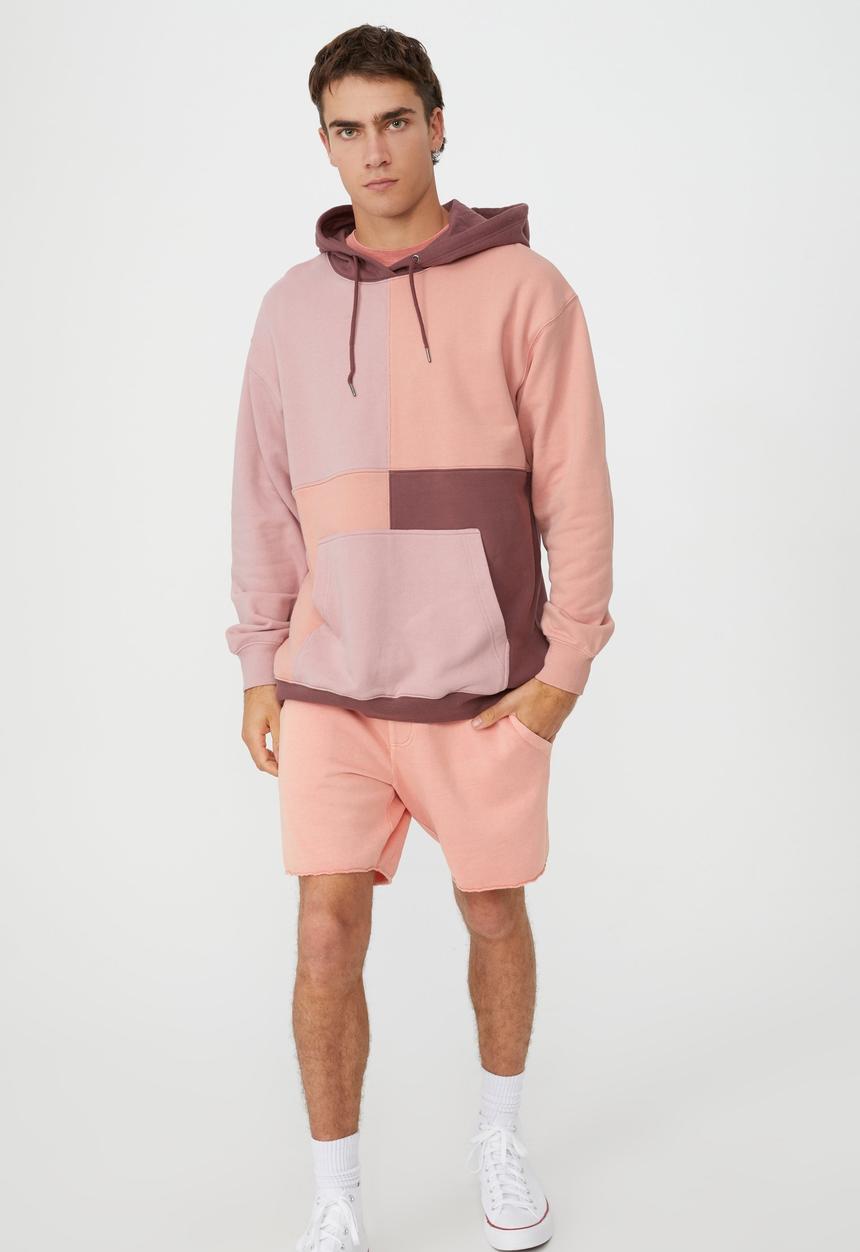 Cotton On - Panelled fleece hoodie - burgundy & pink