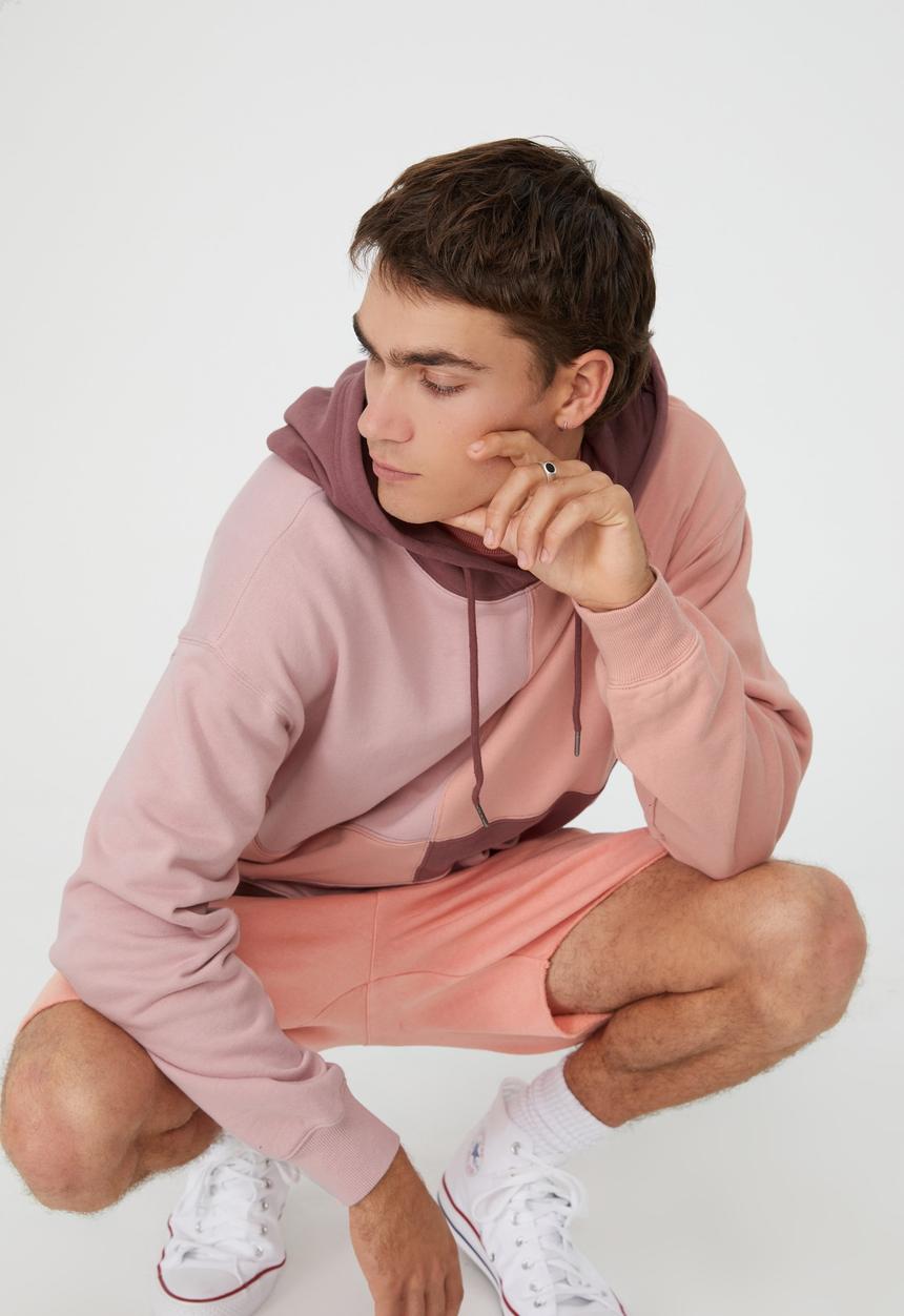 Cotton On - Panelled fleece hoodie - burgundy & pink