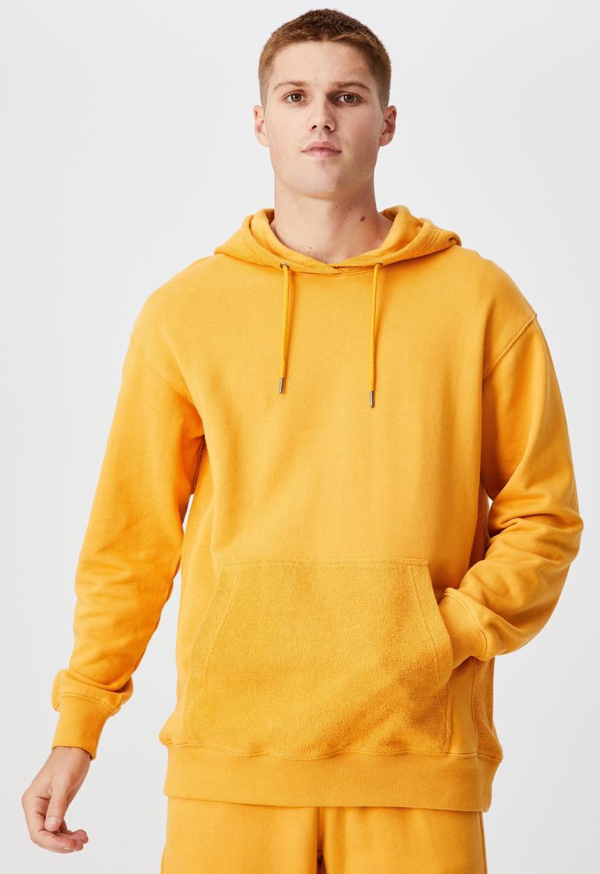 Cotton On - Panelled fleece hoodie - yellow
