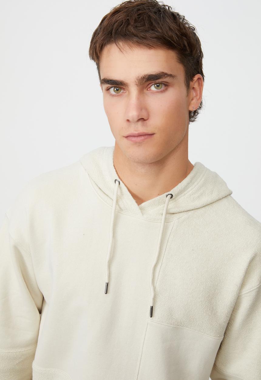 Cotton On - Panelled fleece hoodie - ecru