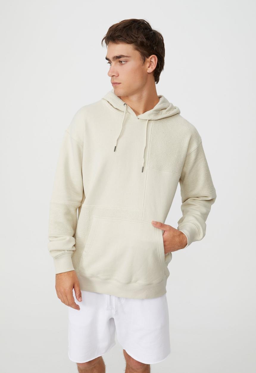 Cotton On - Panelled fleece hoodie - ecru