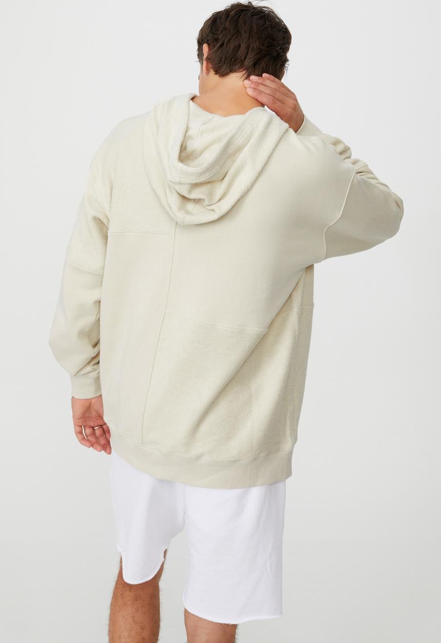 Cotton On - Panelled fleece hoodie - ecru