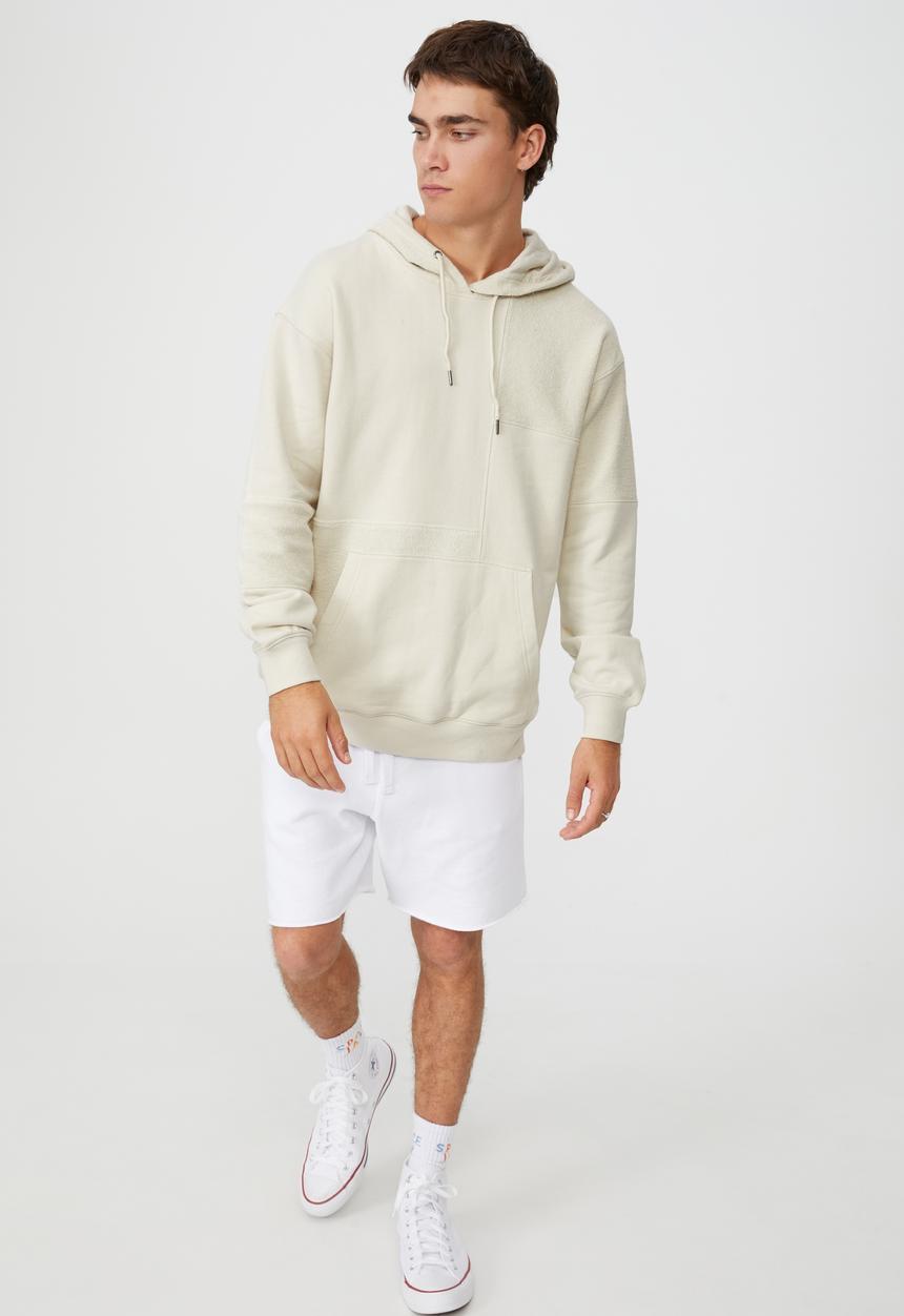 Cotton On - Panelled fleece hoodie - ecru
