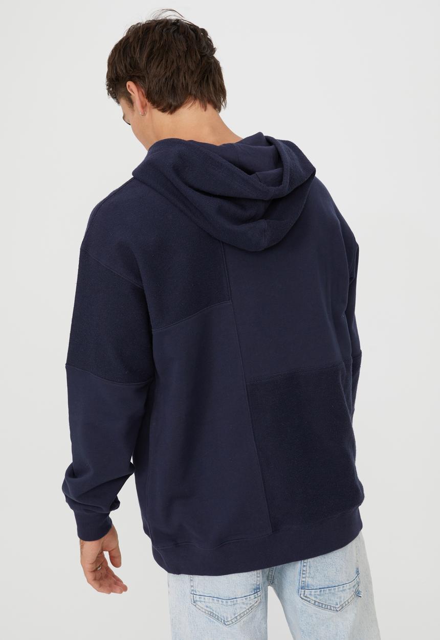 Cotton On - Panelled fleece hoodie - navy