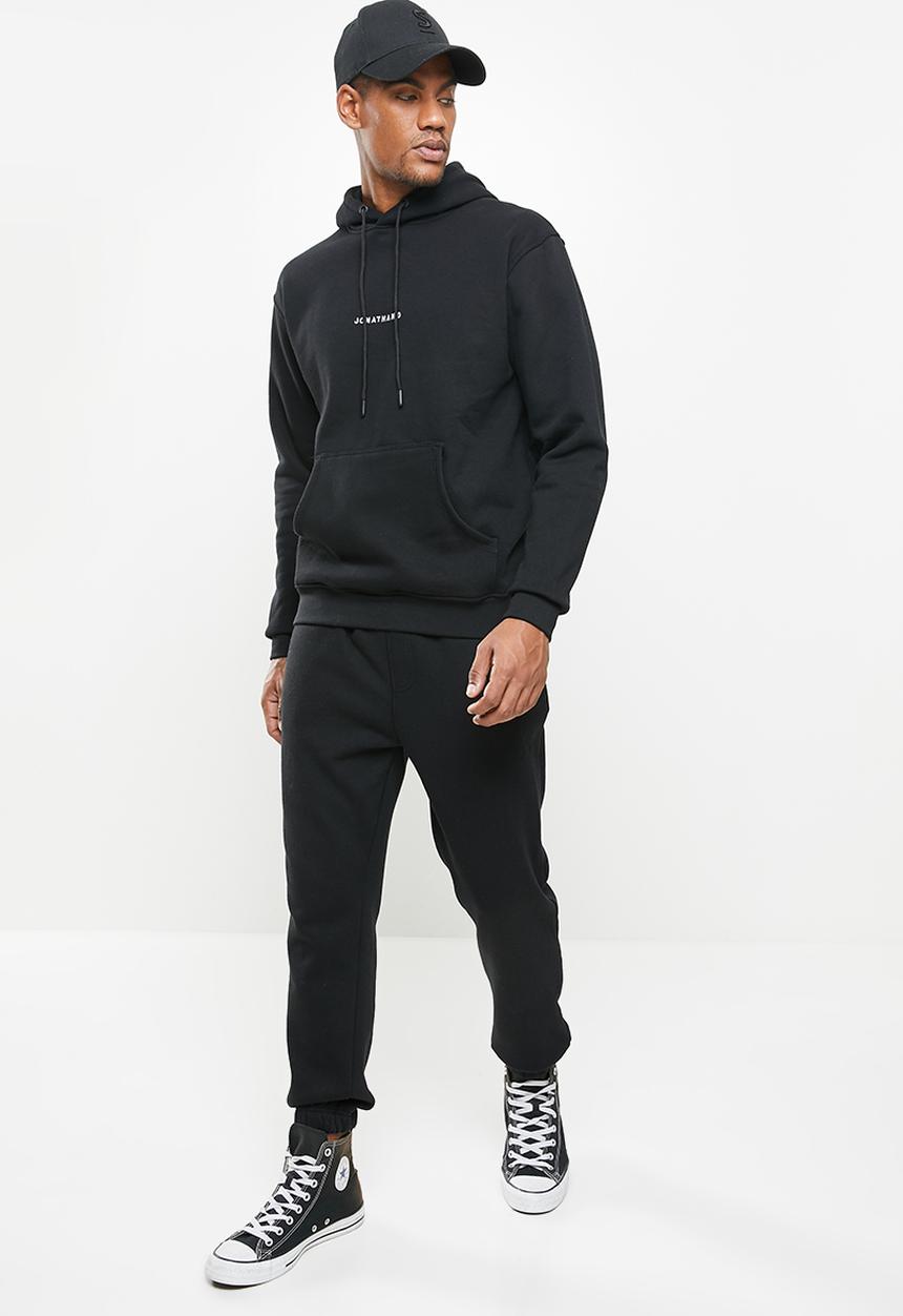 Jonathan D - Oversized fit branded hoodie - black