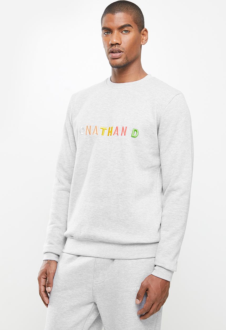 Jonathan D - Regular fit branded crew neck sweater - grey